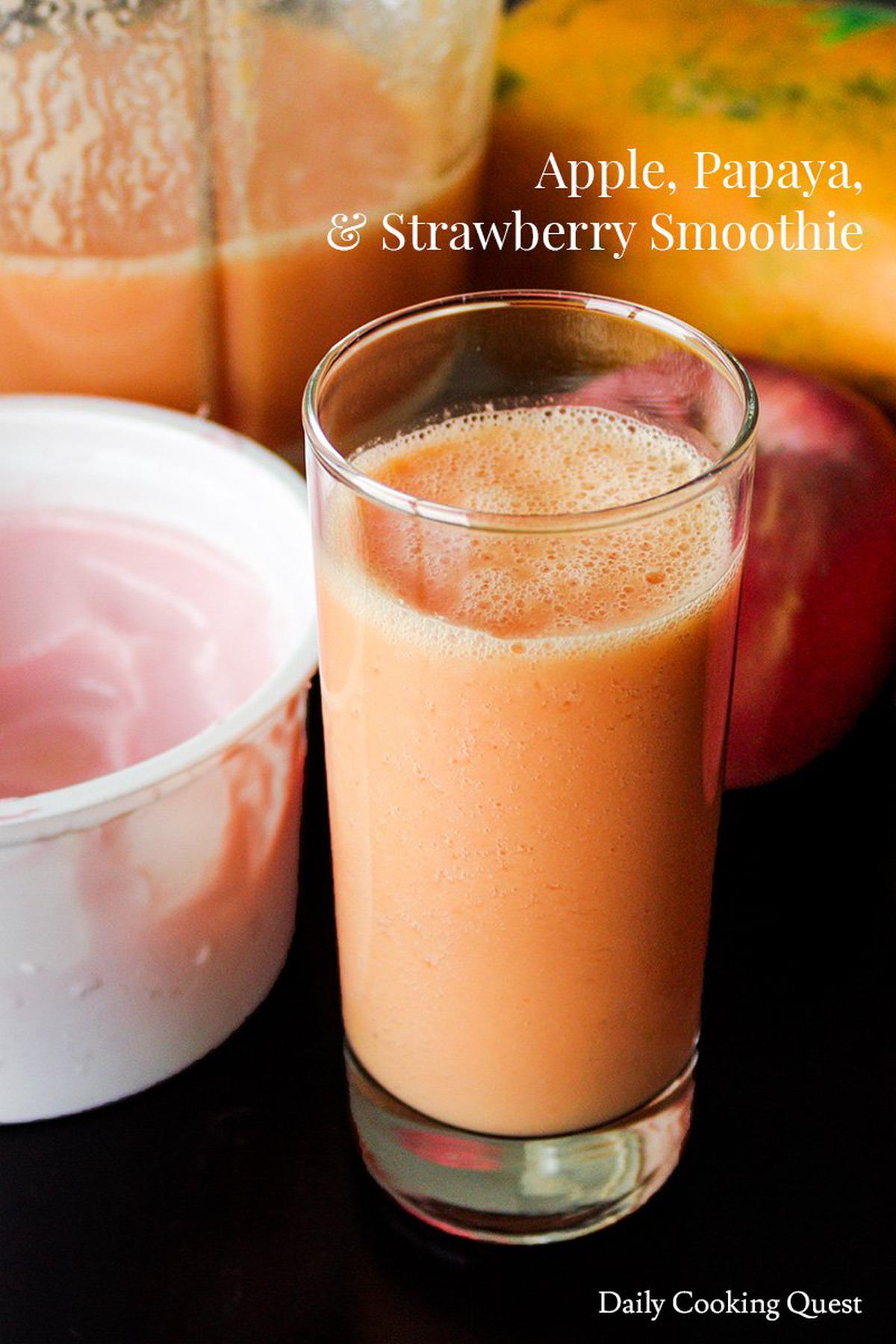 Apple, Papaya, and Strawberry Smoothie