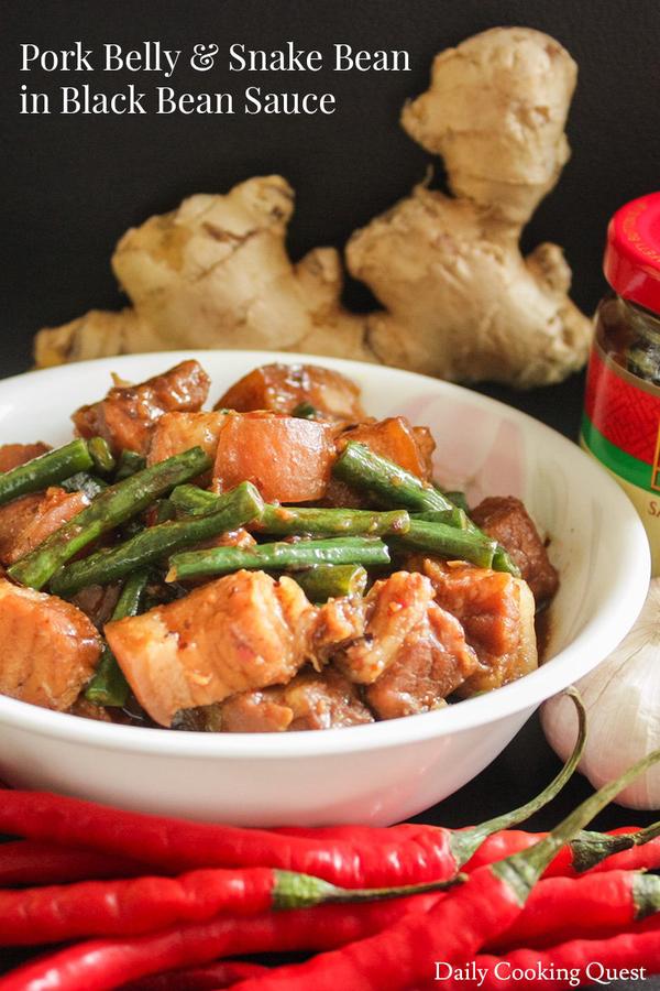 Pork Belly and Snake Bean in Black Bean Sauce