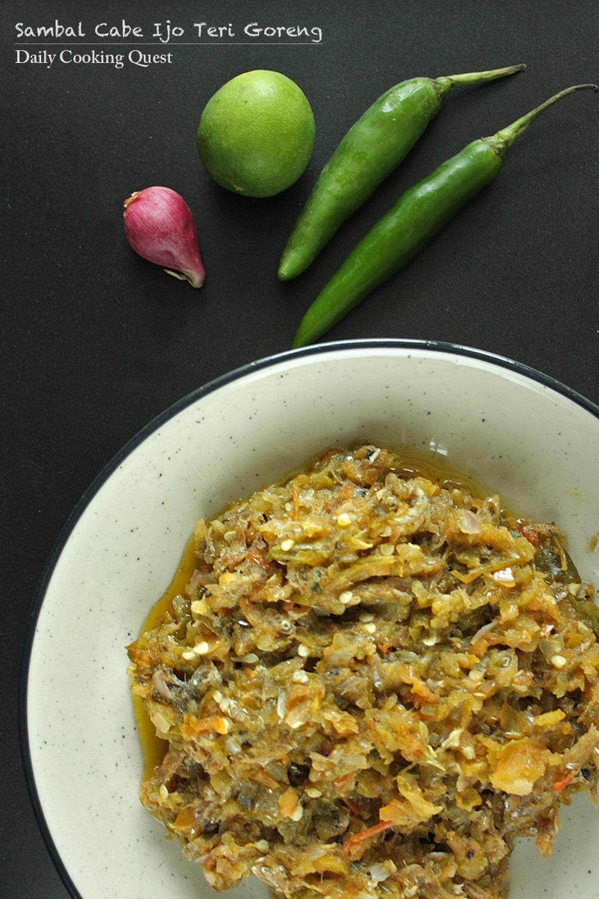 Sambal Cabe Ijo Teri Goreng - Fried Anchovies in Green Chili Sauce