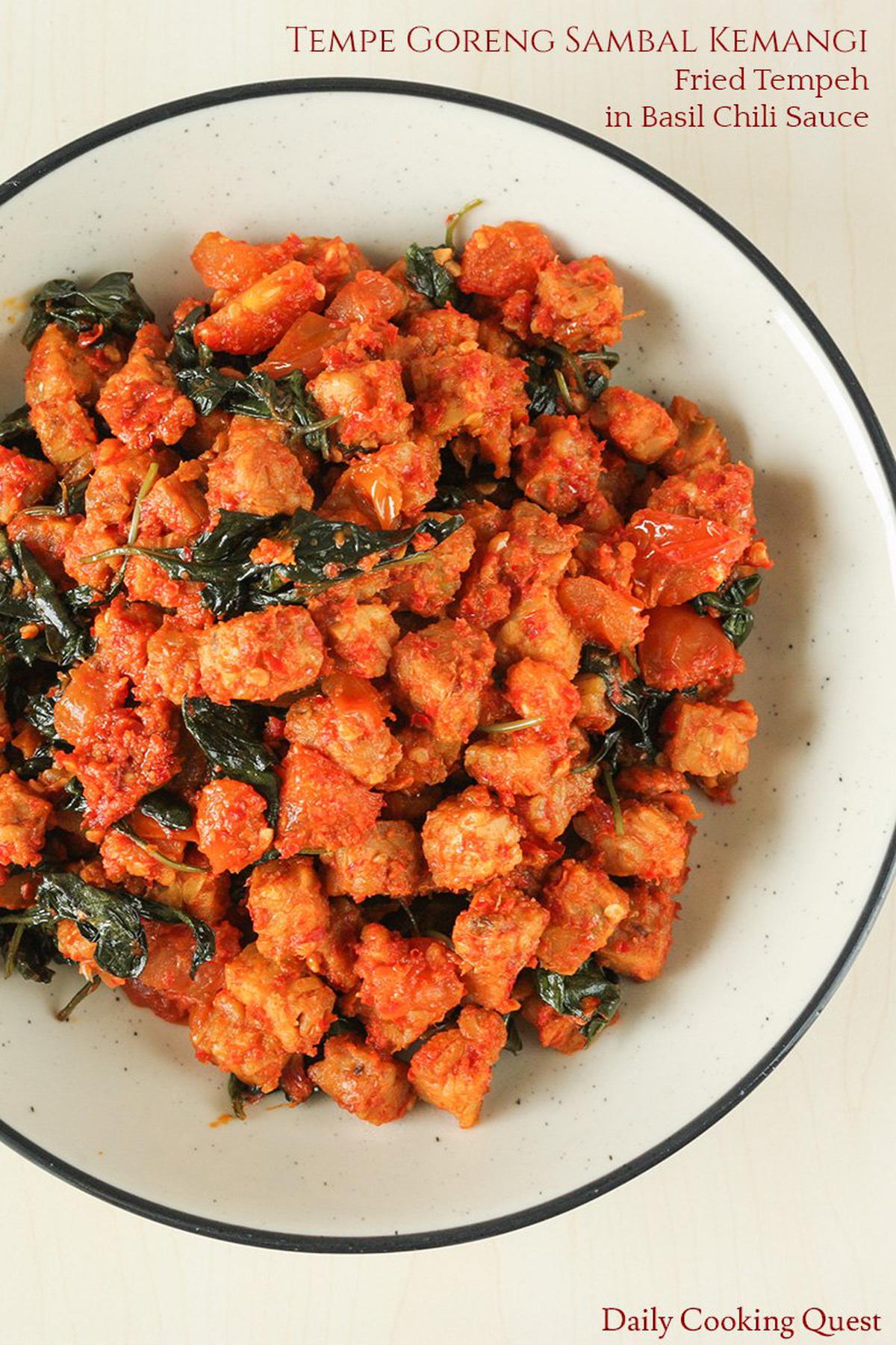 Tempeh Goreng Sambal Kemangi - Fried Tempeh in Basil Chili Sauce