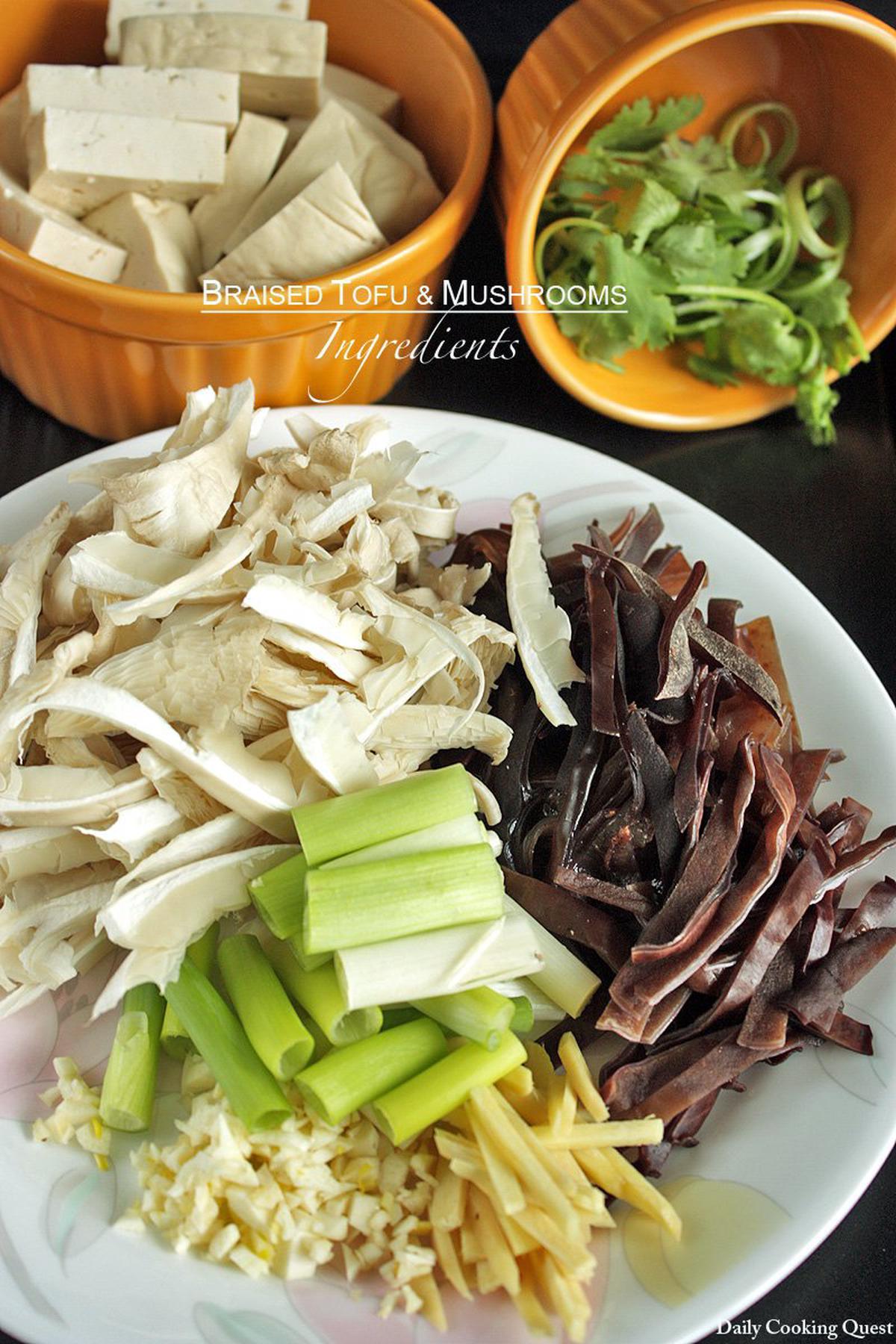 Ingredients for Braised Tofu and Mushrooms