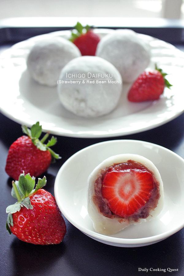 Ichigo Daifuku - Strawberry and Red Bean Mochi