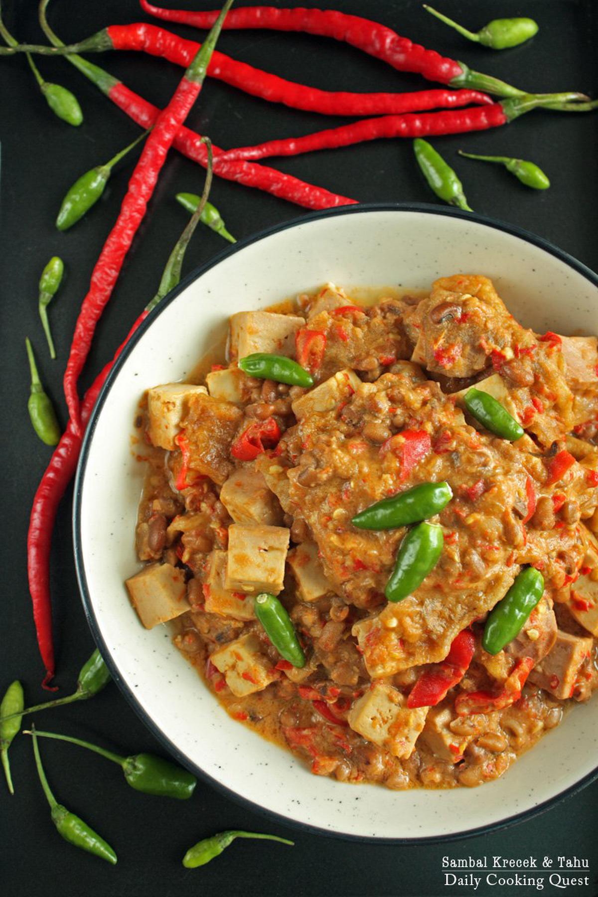 Sambal Krecek dan Tahu - Beef Skin and Tofu in Chili Sauce