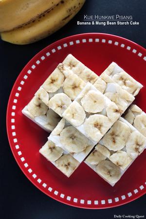 Kue Hunkwe Pisang - Banana and Mung Bean Starch Cake