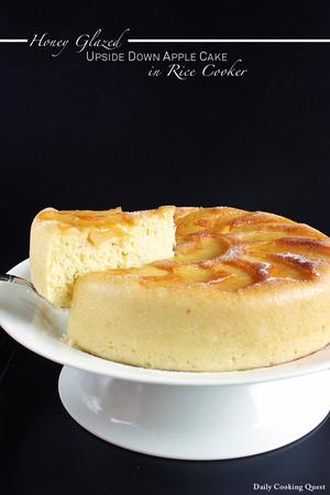 Honey Glazed Upside Down Apple Cake in Rice Cooker