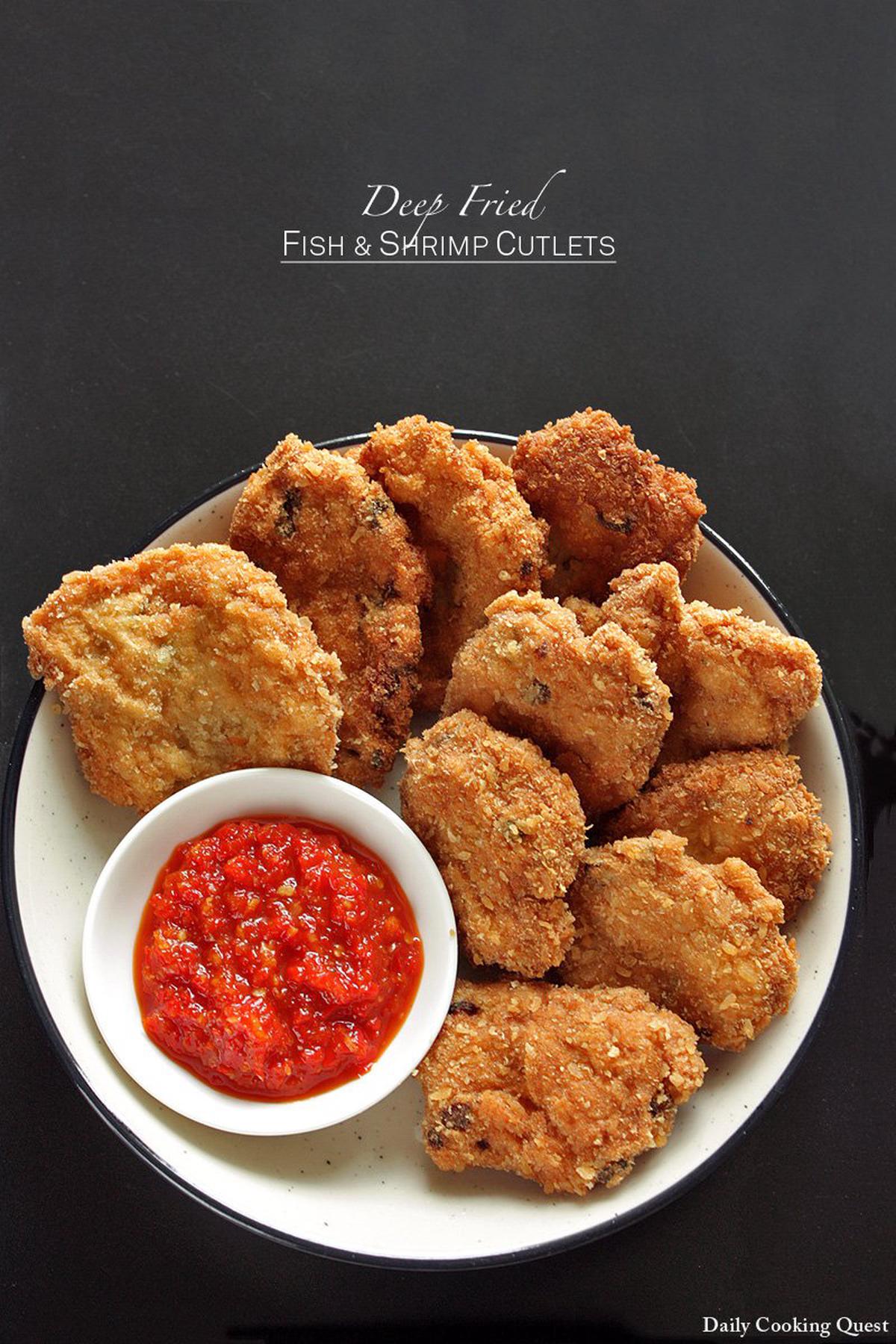 Deep Fried Fish and Shrimp Cutlets