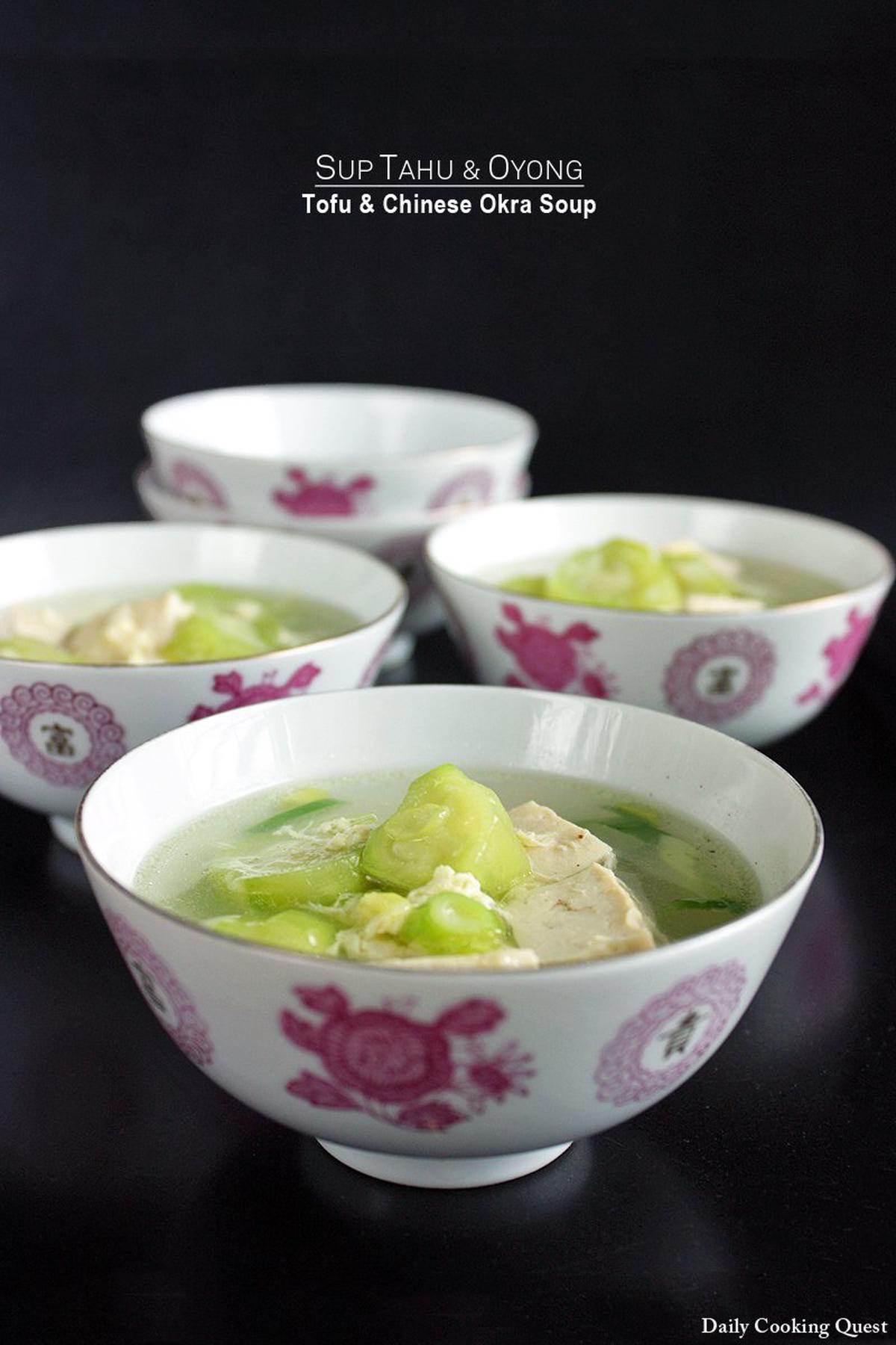 Sup Tahu dan Oyong - Tofu and Chinese Okra Soup
