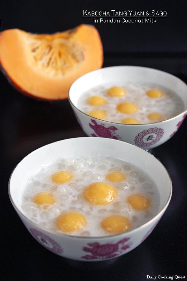 Kabocha Tang Yuan and Sago in Pandan Coconut Milk