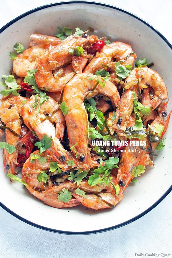 Udang Tumis Pedas - Spicy Shrimp Stirfry