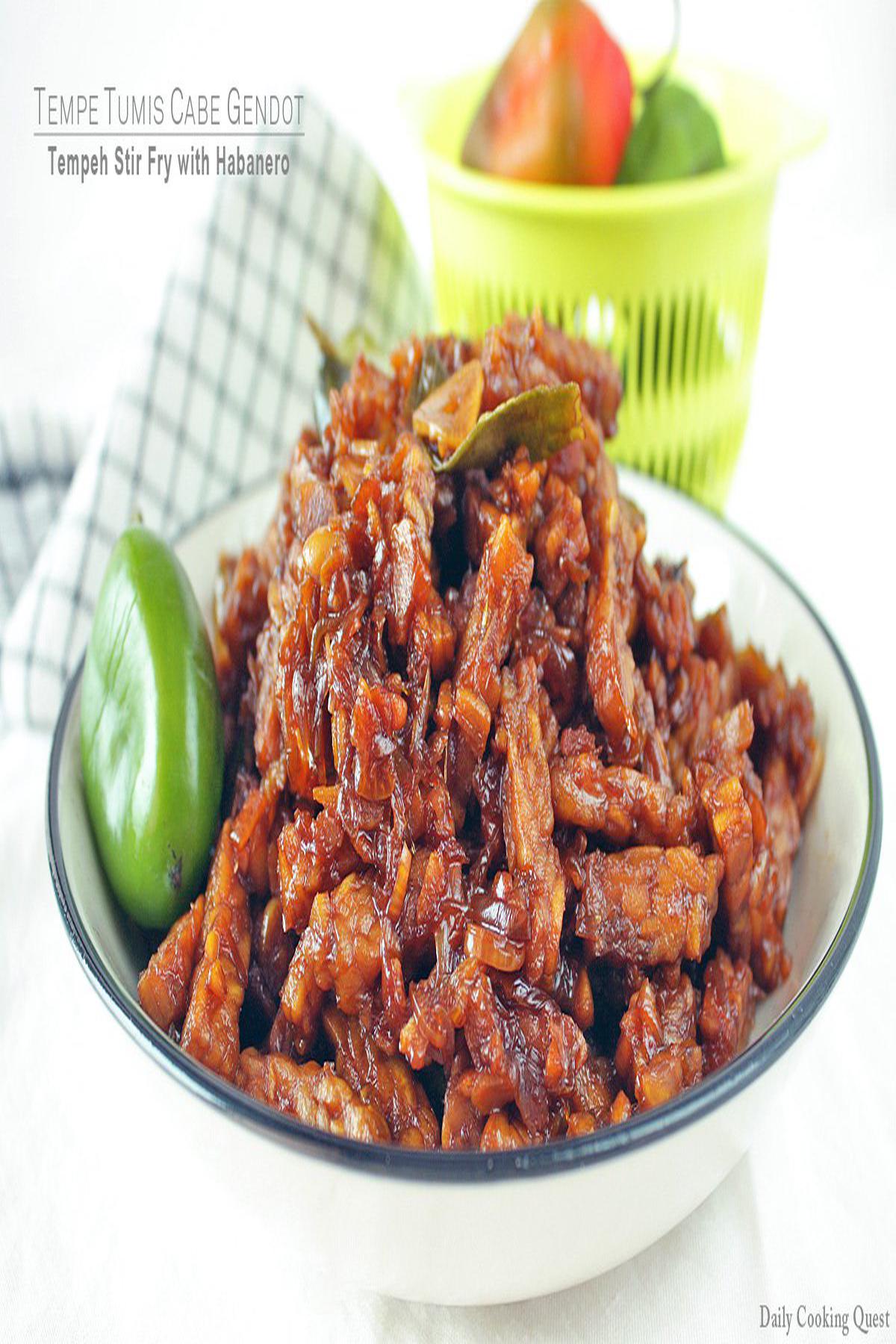 Tempe Tumis Cabe Gendot - Tempeh Stir Fry with Habanero