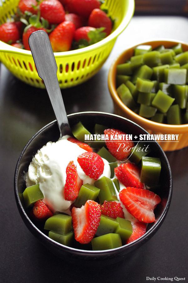Matcha Kanten and Strawberry Parfait