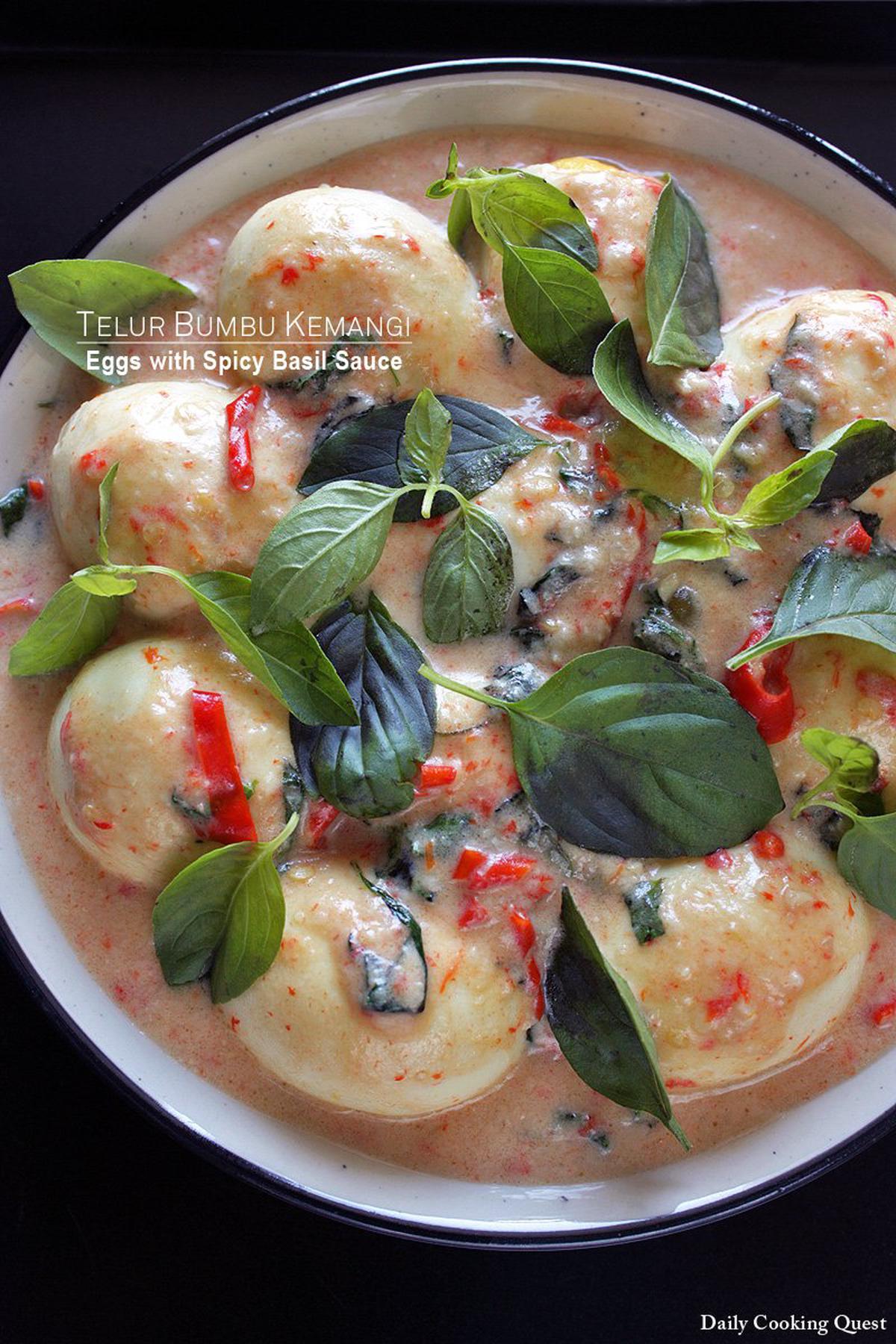 Telur Bumbu Kemangi - Eggs with Spicy Basil Sauce