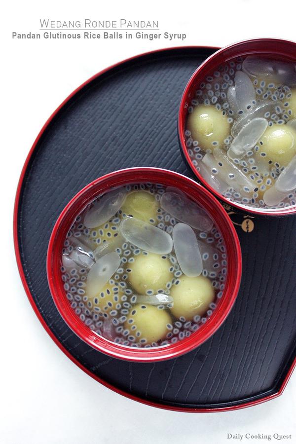 Wedang Ronde Pandan - Pandan Glutinous Rice Balls in Ginger Syrup