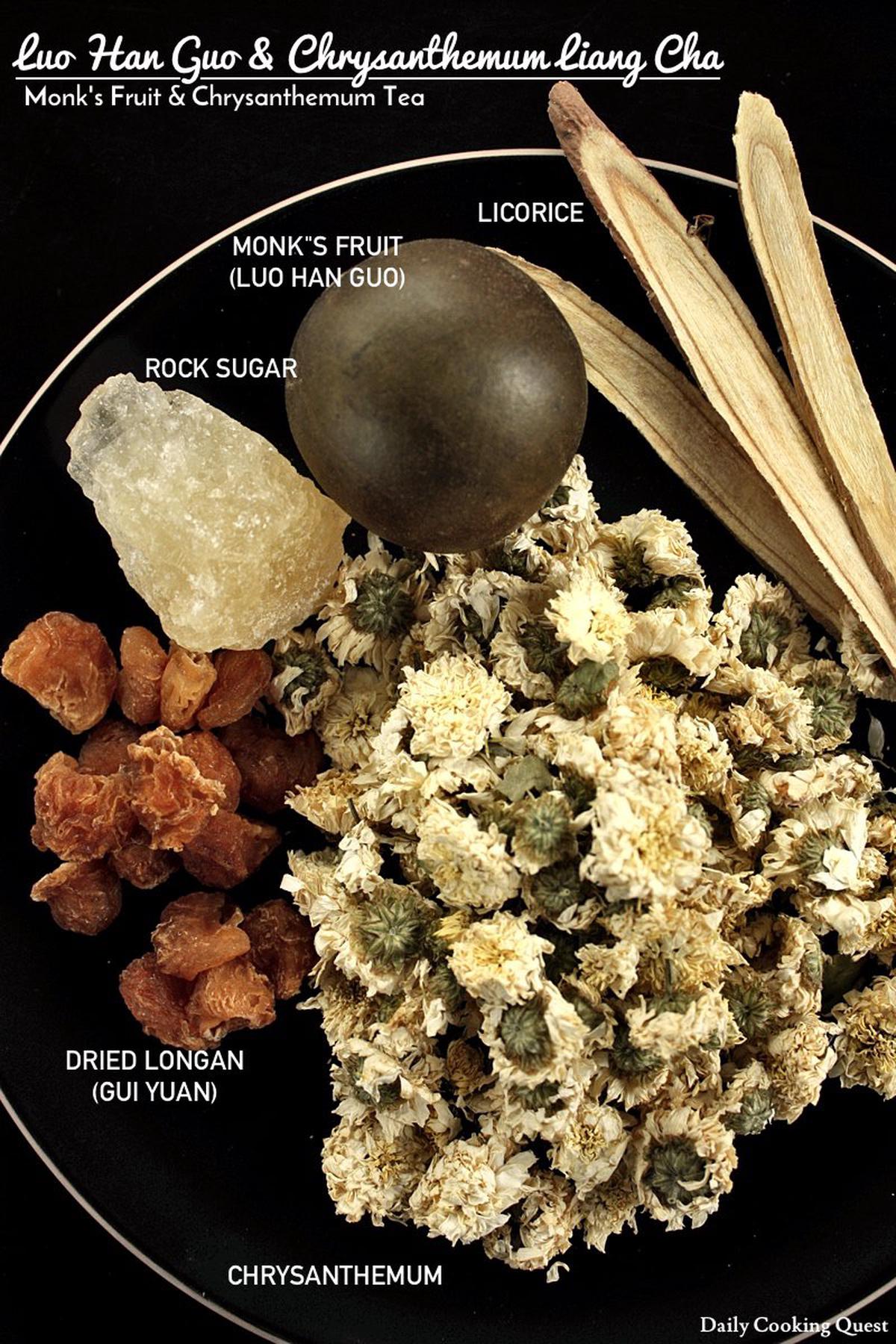 Luo Han Guo and Chrysanthemum Liang Cha - Monks' Fruit and Chrysanthemum Tea Ingredients