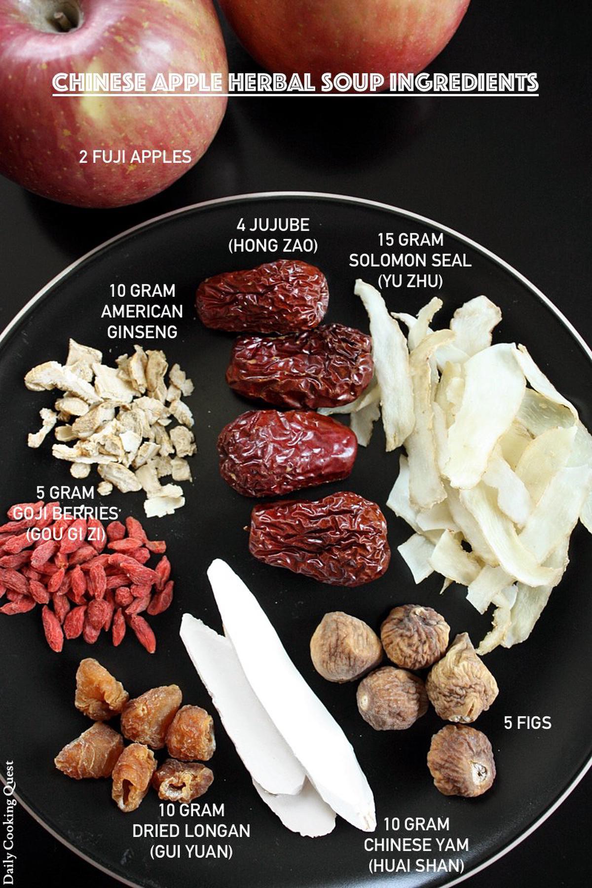 Chinese Apple Herbal Soup Ingredients