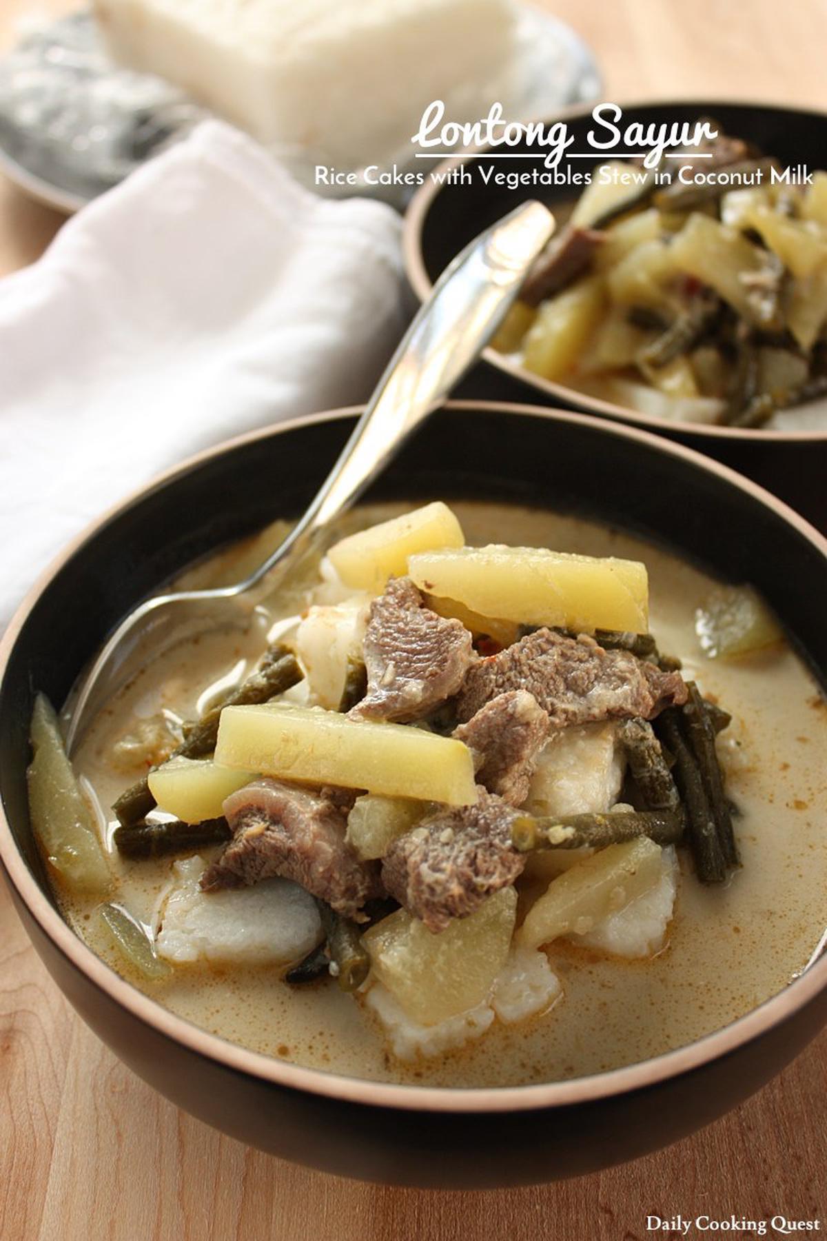 Lontong Sayur - Rice Cakes with Vegetables Stew in Coconut Milk