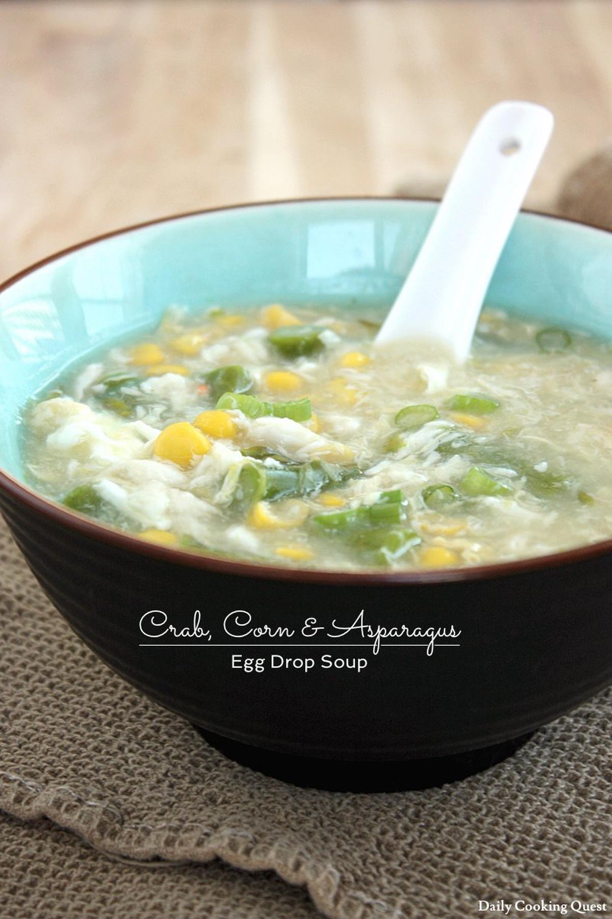 Crab, Corn, and Asparagus Egg Drop Soup