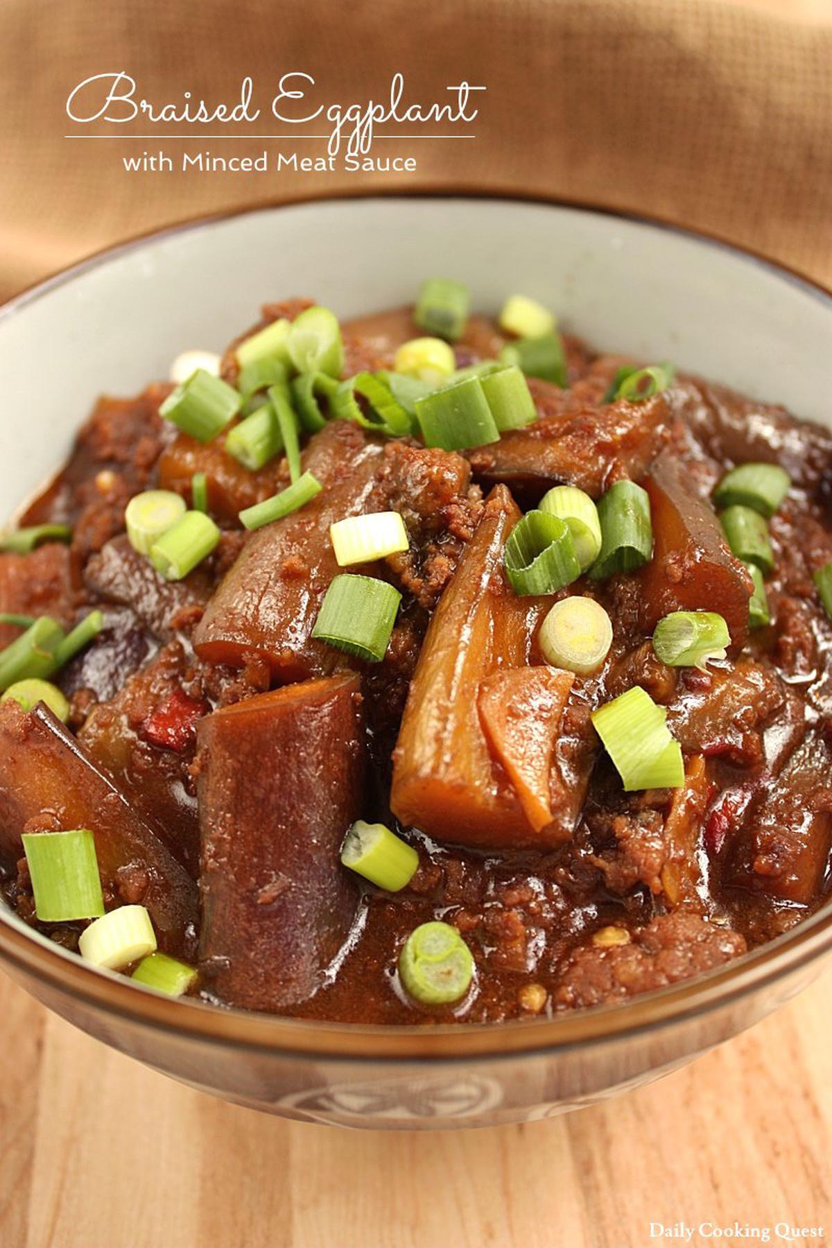 Braised Eggplants with Mince Meat Sauce