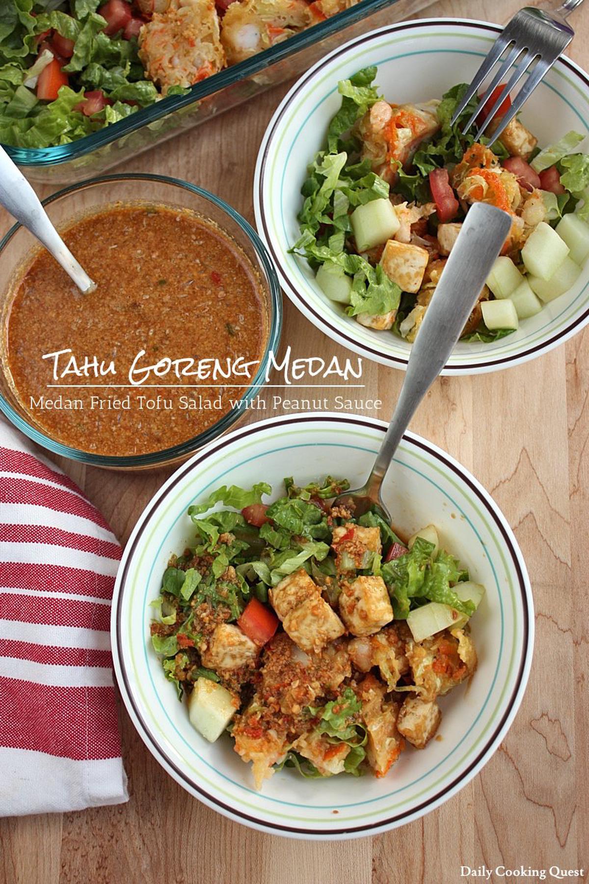 Tahu Goreng Medan - Medan Fried Tofu Salad with Peanut Sauce