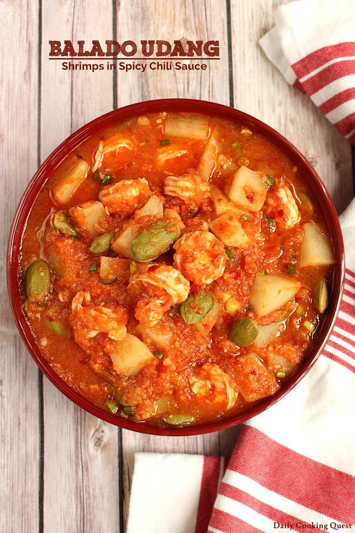 Balado Udang - Shrimps in Spicy Chili Sauce