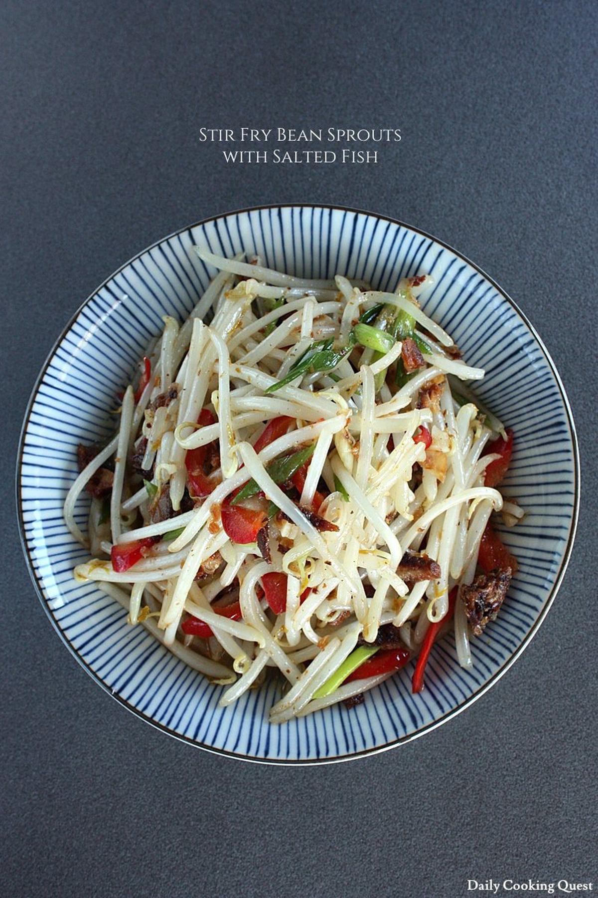 Stir Fry Bean Sprouts with Salted Fish