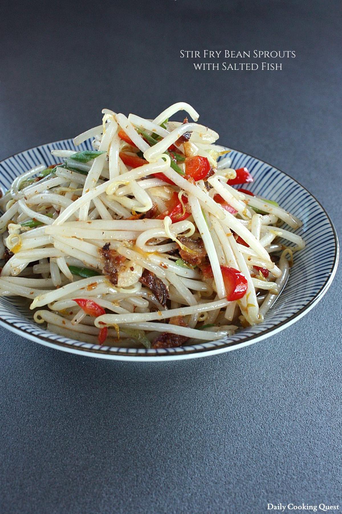 Stir Fry Bean Sprouts with Salted Fish