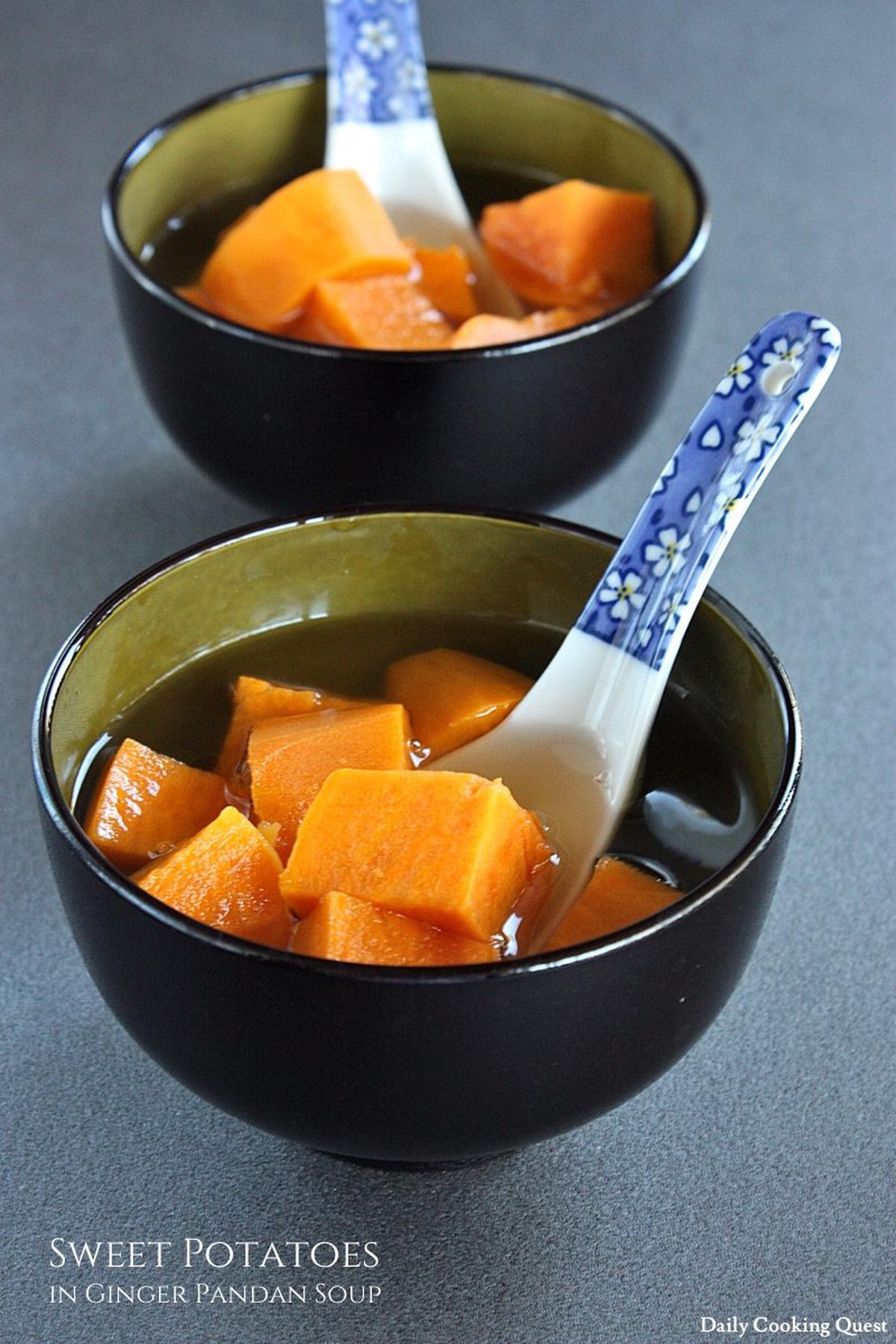 Sweet Potatoes in Ginger Pandan Soup