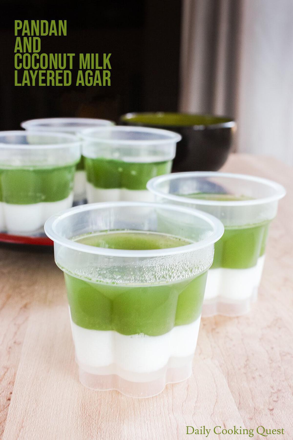 Pandan and Coconut Milk Layered Agar