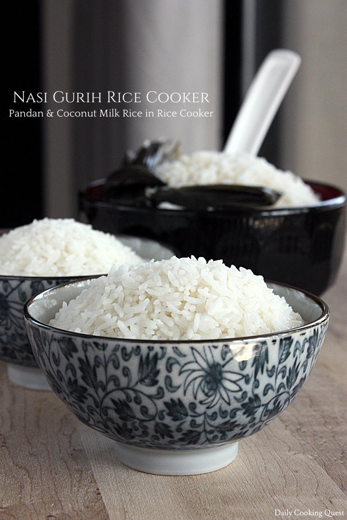 Nasi Gurih Rice Cooker - Pandan and Coconut Milk Rice in Rice CookerNasi Gurih
