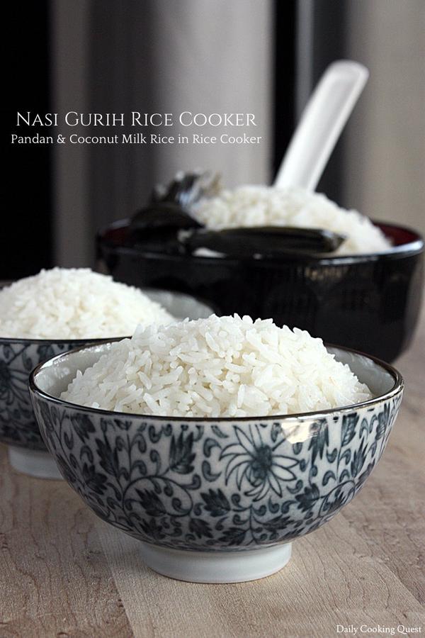 Nasi Gurih Rice Cooker - Pandan and Coconut Milk Rice in Rice Cooker