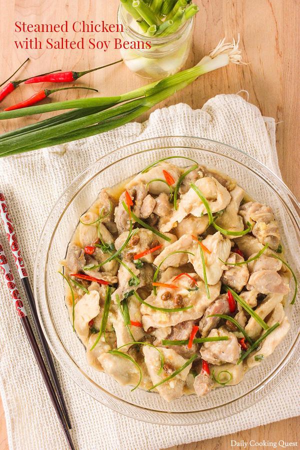 Steamed Chicken with Salted Soy Beans