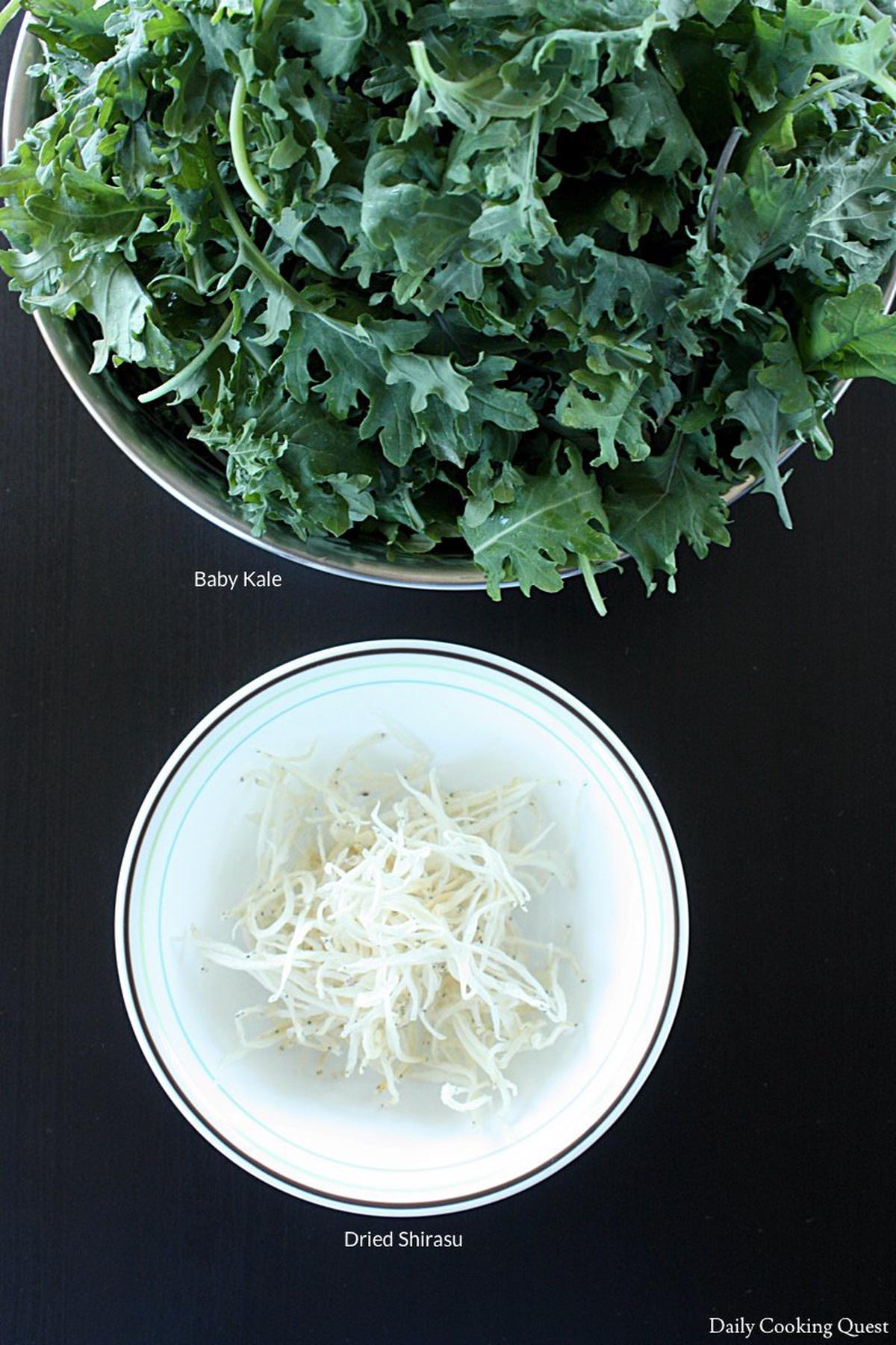 Ingredients for Sautéed Kale and Shirasu