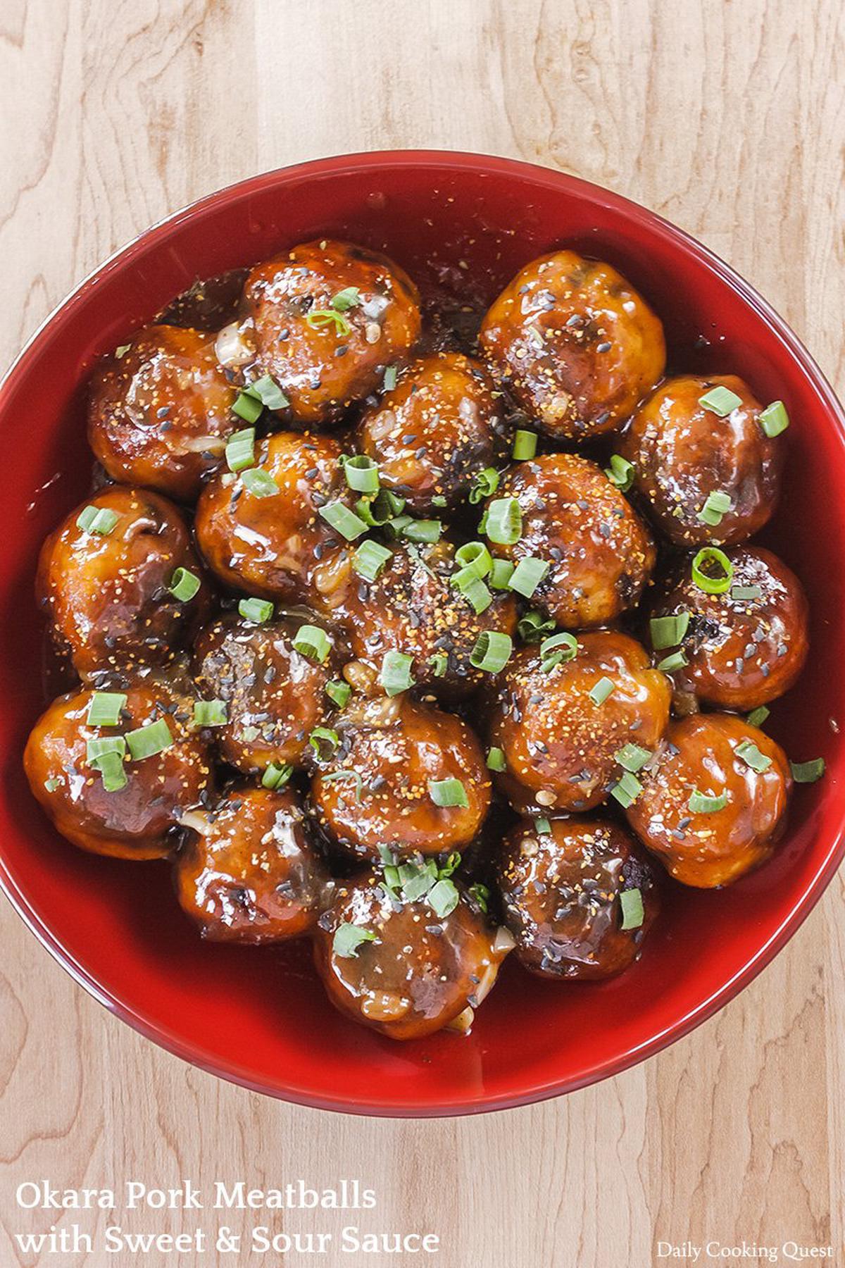 Okara Pork Meatballs with Sweet and Sour Sauce