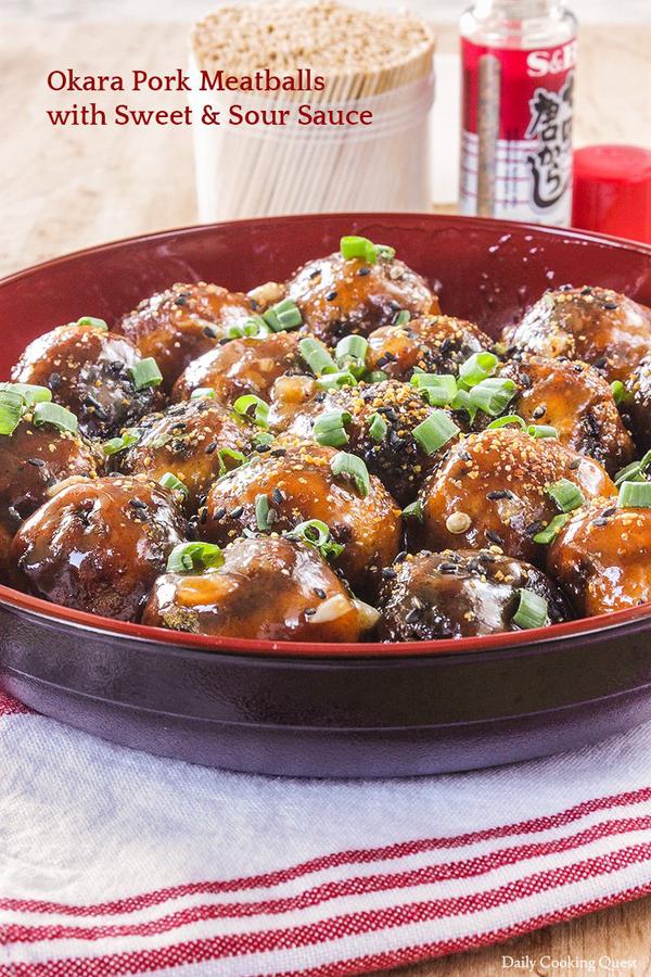 Okara Pork Meatballs with Sweet and Sour Sauce