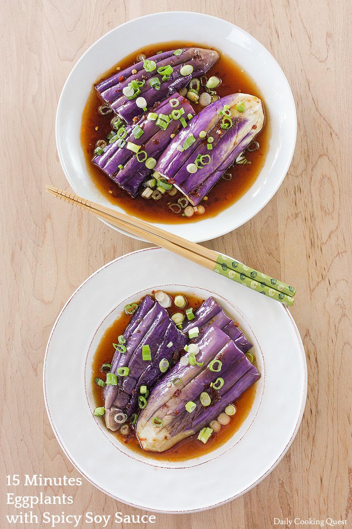 Microwave Eggplant with Scallion-Chile Crisp Oil