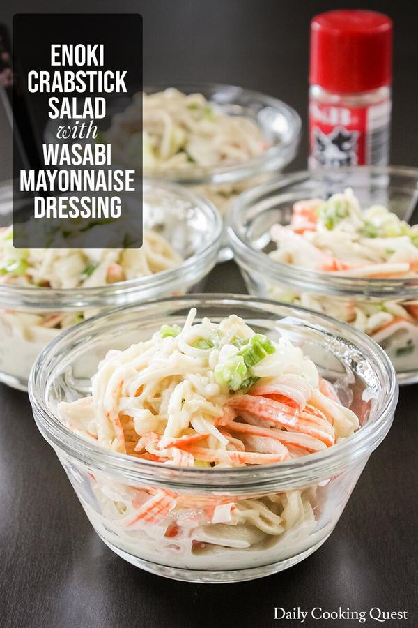 Enoki Crabstick Salad with Wasabi Mayonnaise Dressing