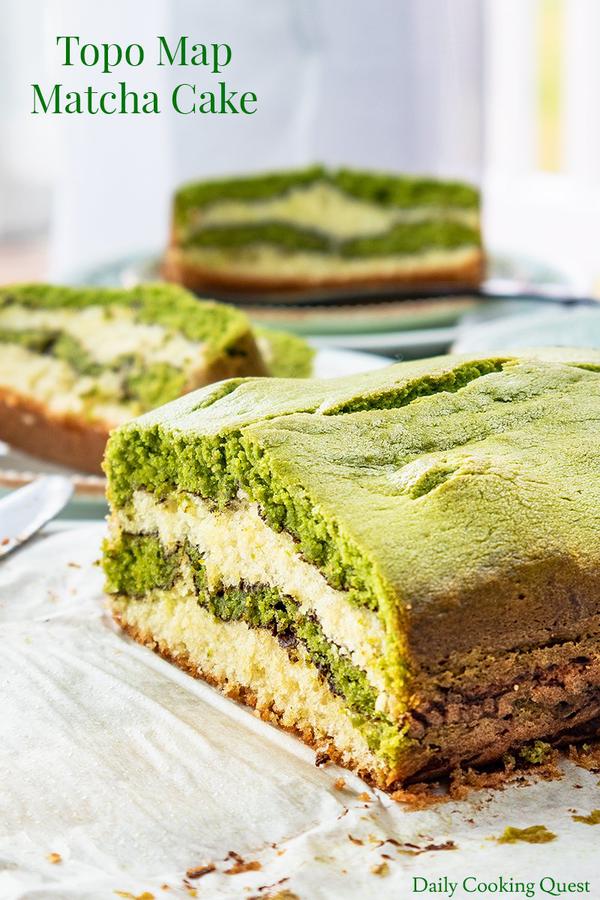 Topo Map Matcha Cake