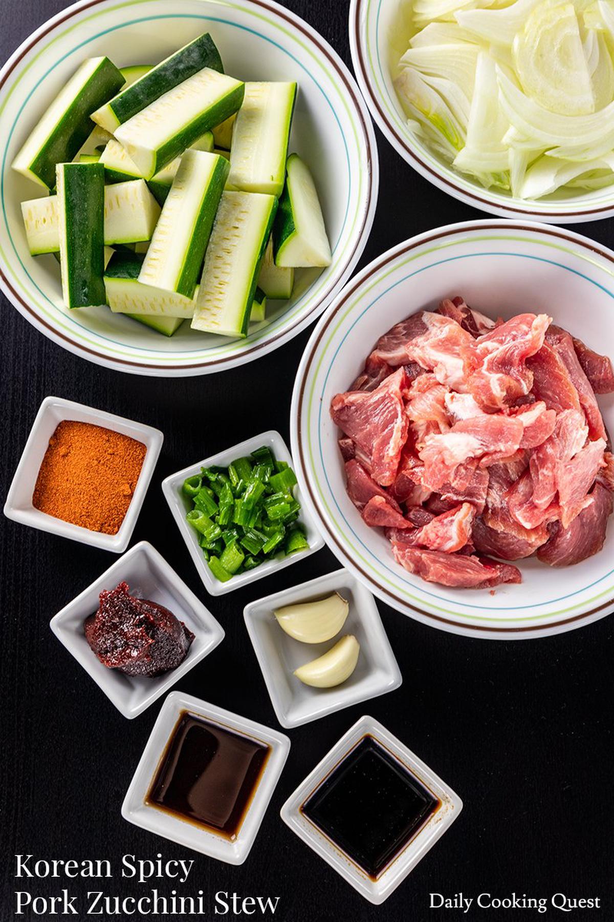 Korean Spicy Pork Zucchini Stew.