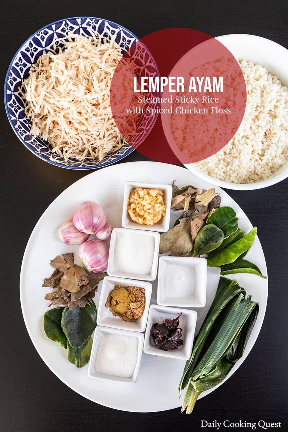 Lemper Ayam - Steamed Glutinous Rice with Spiced Chicken Floss