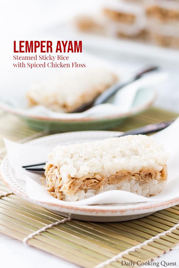 Lemper Ayam - Steamed Glutinous Rice with Spiced Chicken Floss