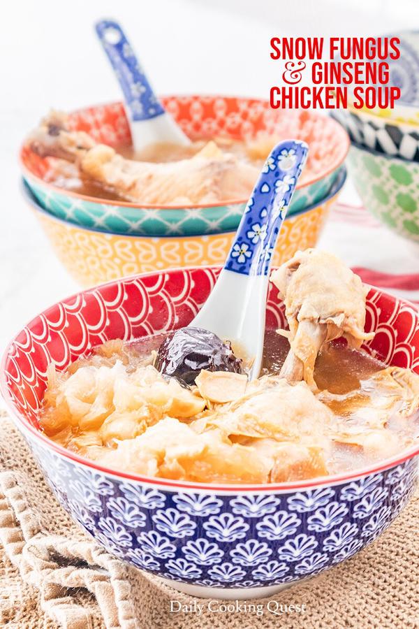 Snow Fungus and Ginseng Chicken Soup