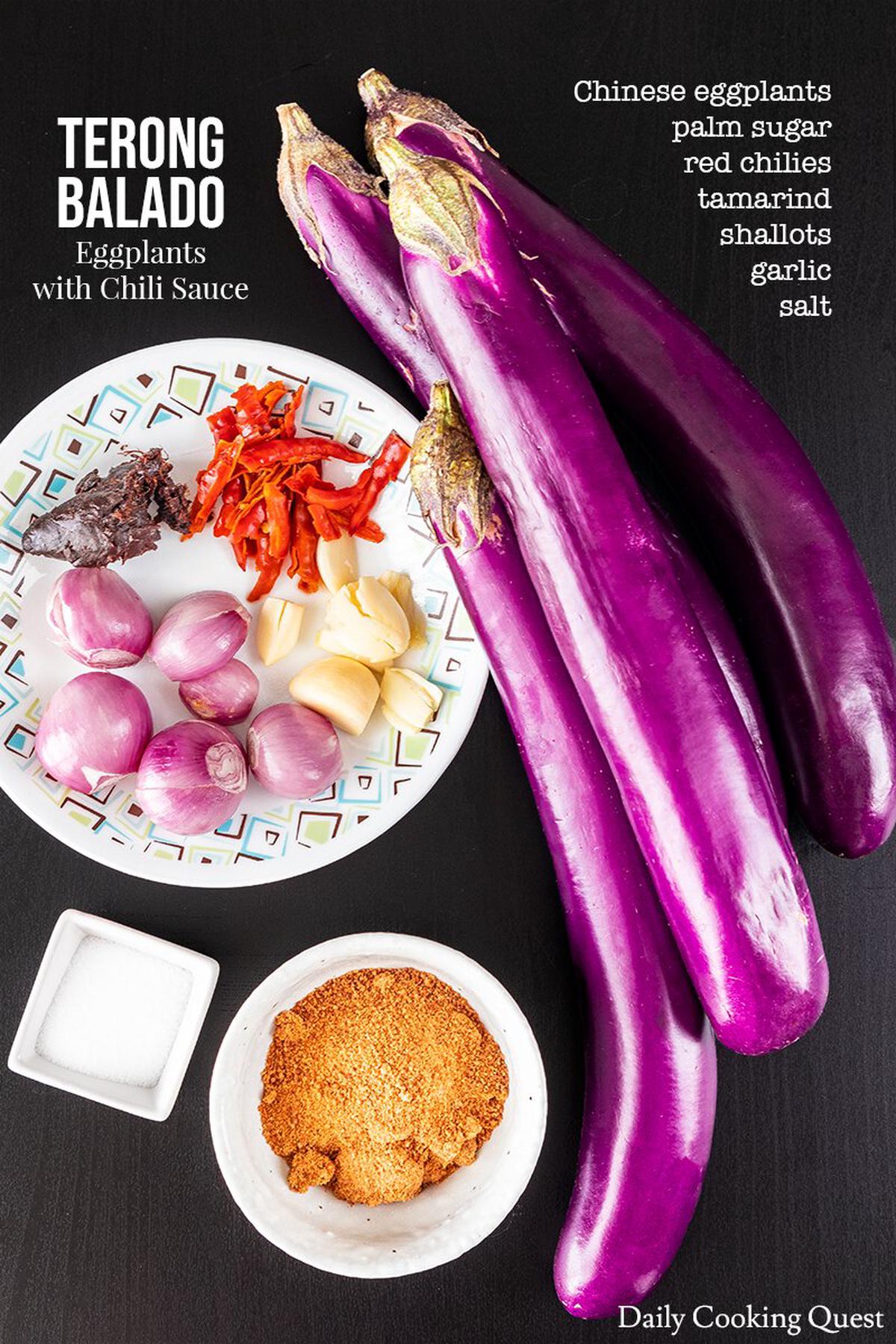 Ingredients for Terong Balado - Eggplants with Chili Sauce