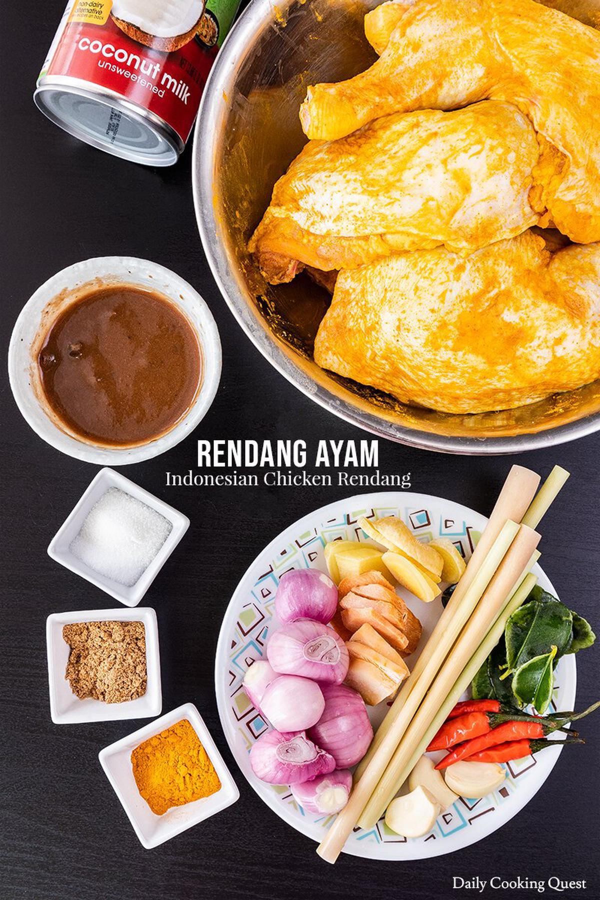 Ingredients for Rendang Ayam (Indonesian Chicken Rendang)