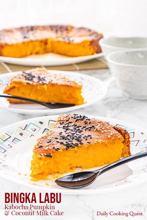 Bingka Labu - Kabocha Pumpkin and Coconut Milk Cake