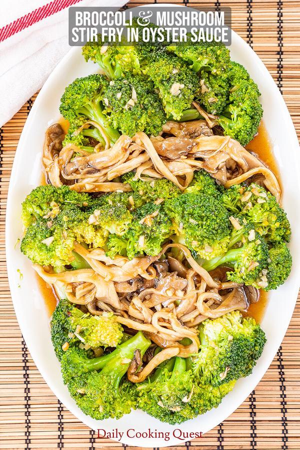 Broccoli and Mushroom Stir Fry in Oyster Sauce