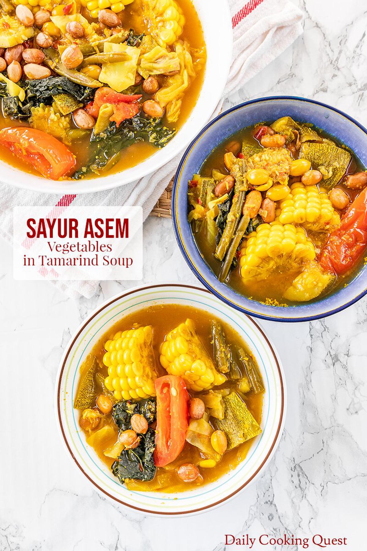 Indonesian sayur asem - vegetables in tamarind soup.