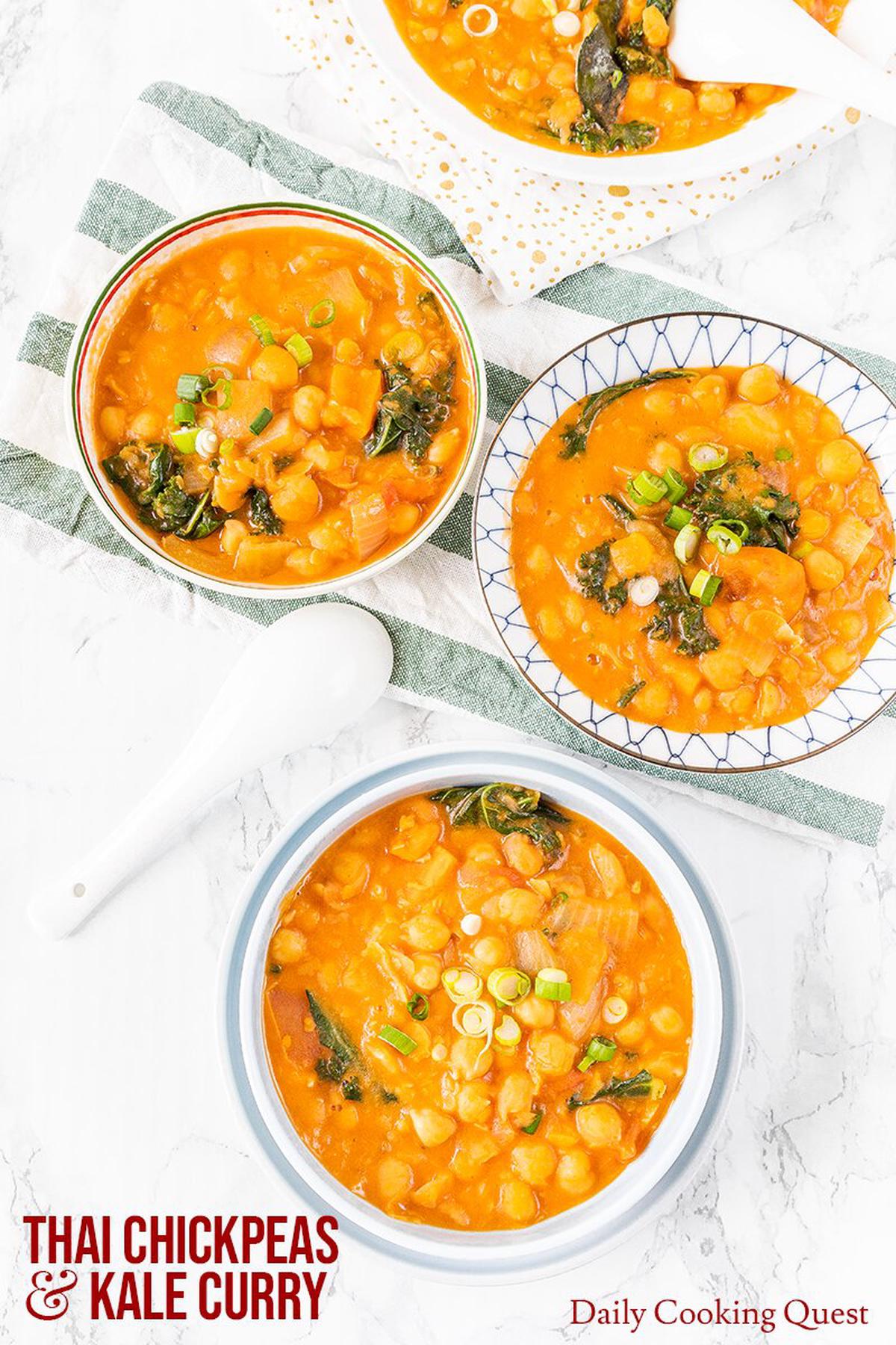 Thai chickpeas and kale curry.