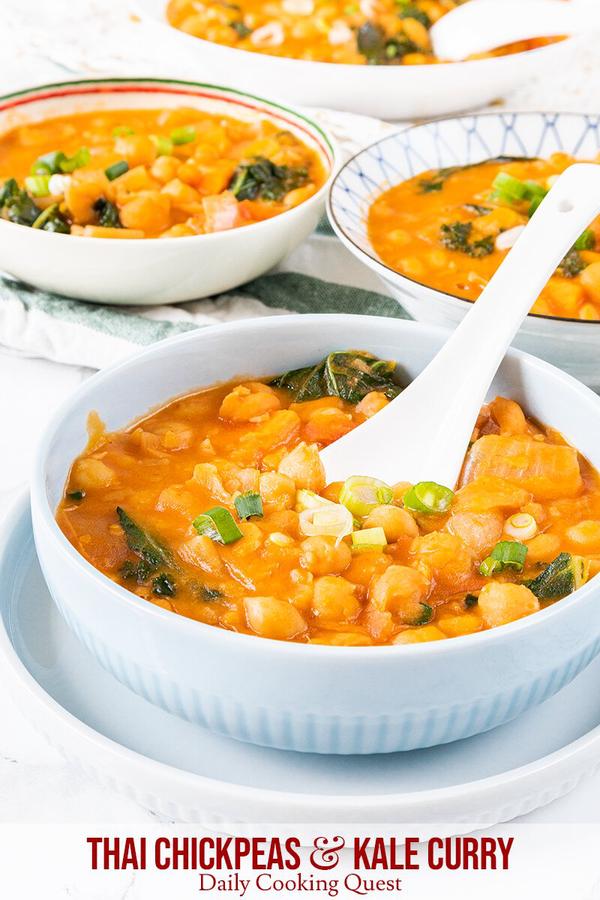 Thai Chickpeas and Kale Curry
