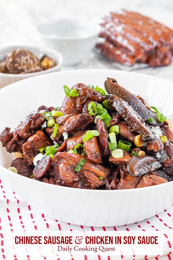 Chinese Sausage and Chicken in Soy Sauce