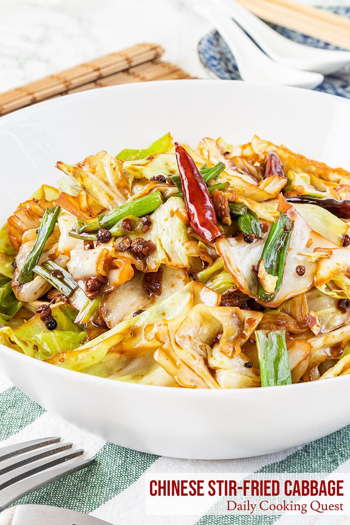 Chinese stir-fried cabbage.
